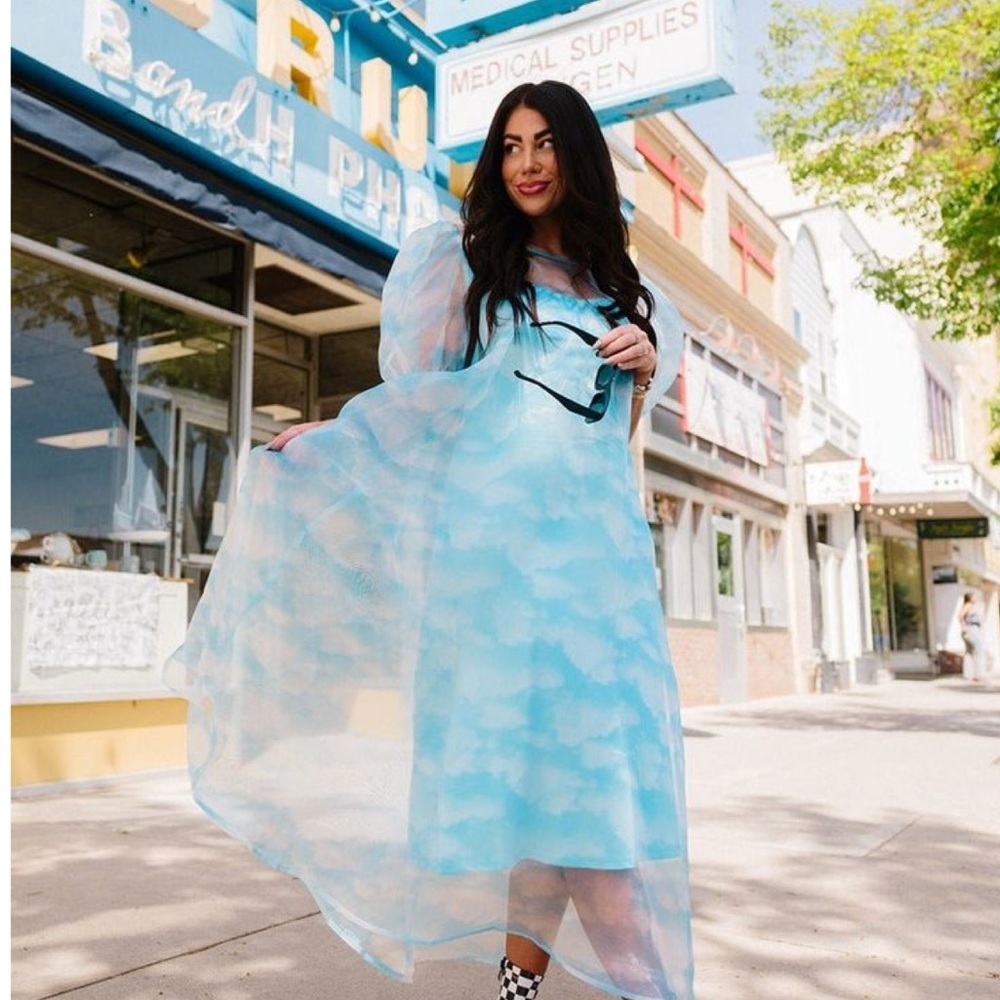 Dressed in LALA Sky Blue Sheer Dress